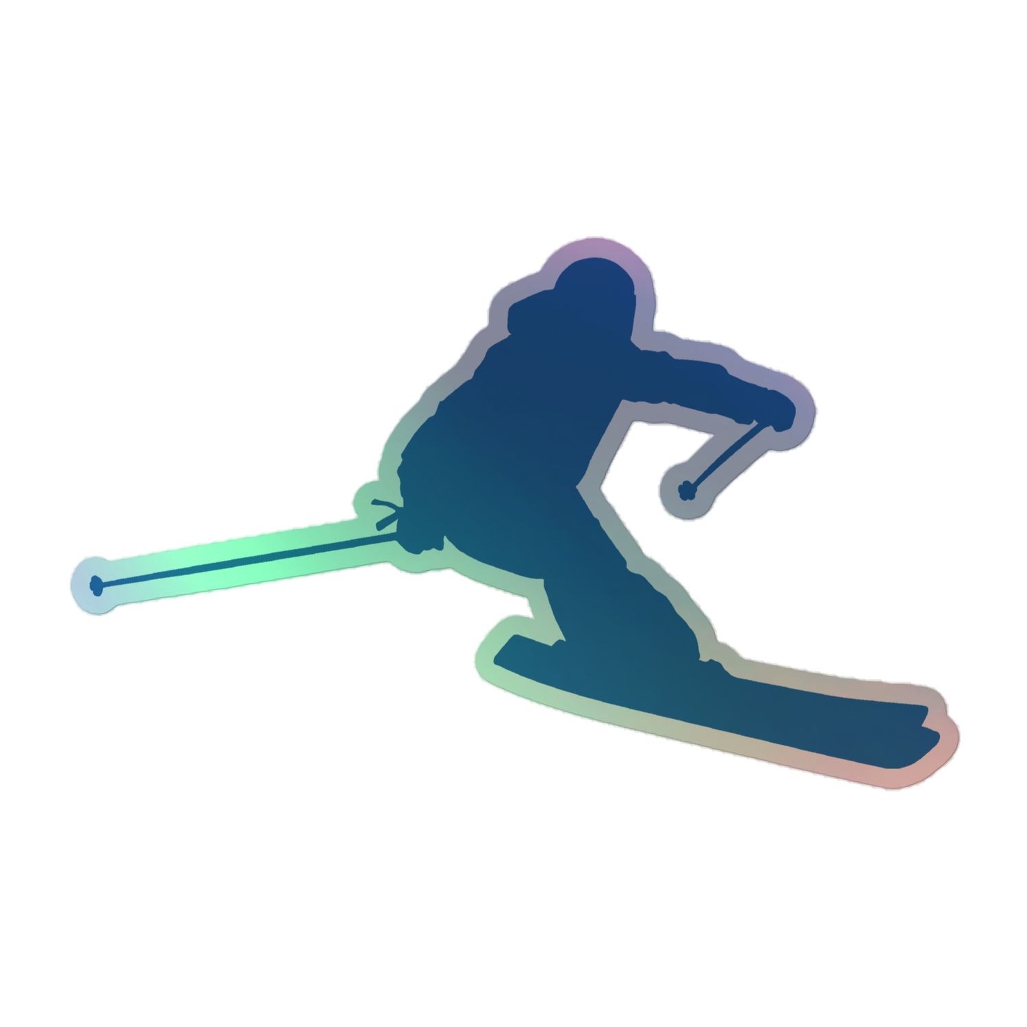 Skier Holographic Sticker