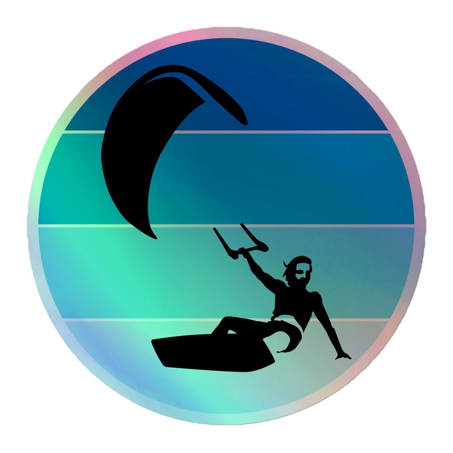 Kitesurfer Blue Design Holographic Sticker