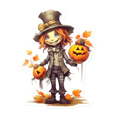 Halloween Boy with Pumpkins (1) Magnet