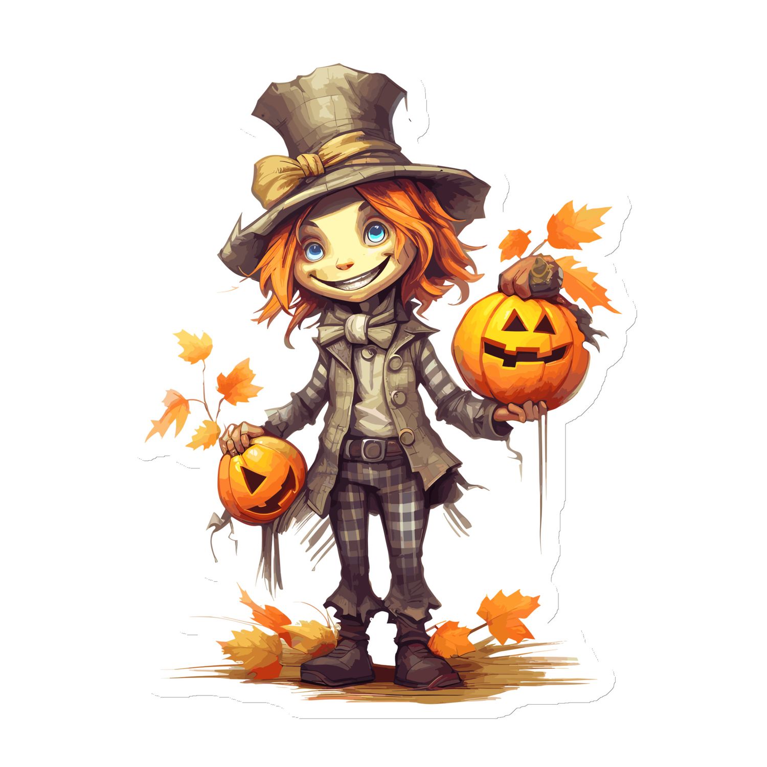Halloween Boy with Pumpkins (1) Magnet