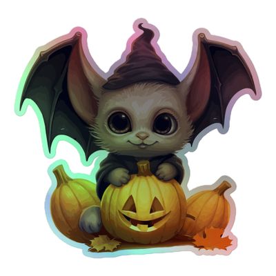 Halloween Cute Bat (1) Holographic Sticker