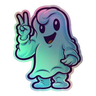 Halloween Ghost Pointing (1) Holographic Sticker