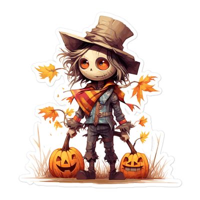 Halloween Scarecrow Boy Pumpkin (1) Sticker