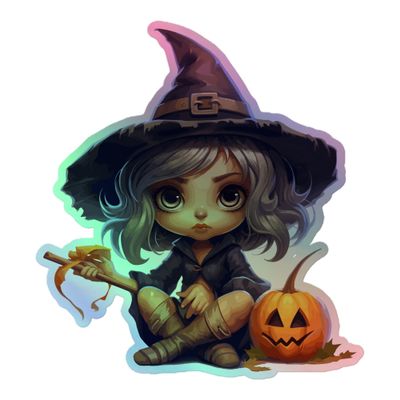 Halloween Witch (1) Holographic Sticker