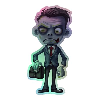 Halloween Zombie in a Suit (1) Holographic Sticker
