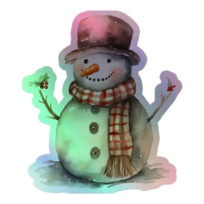 Christmas Snowman (1) Holographic Sticker