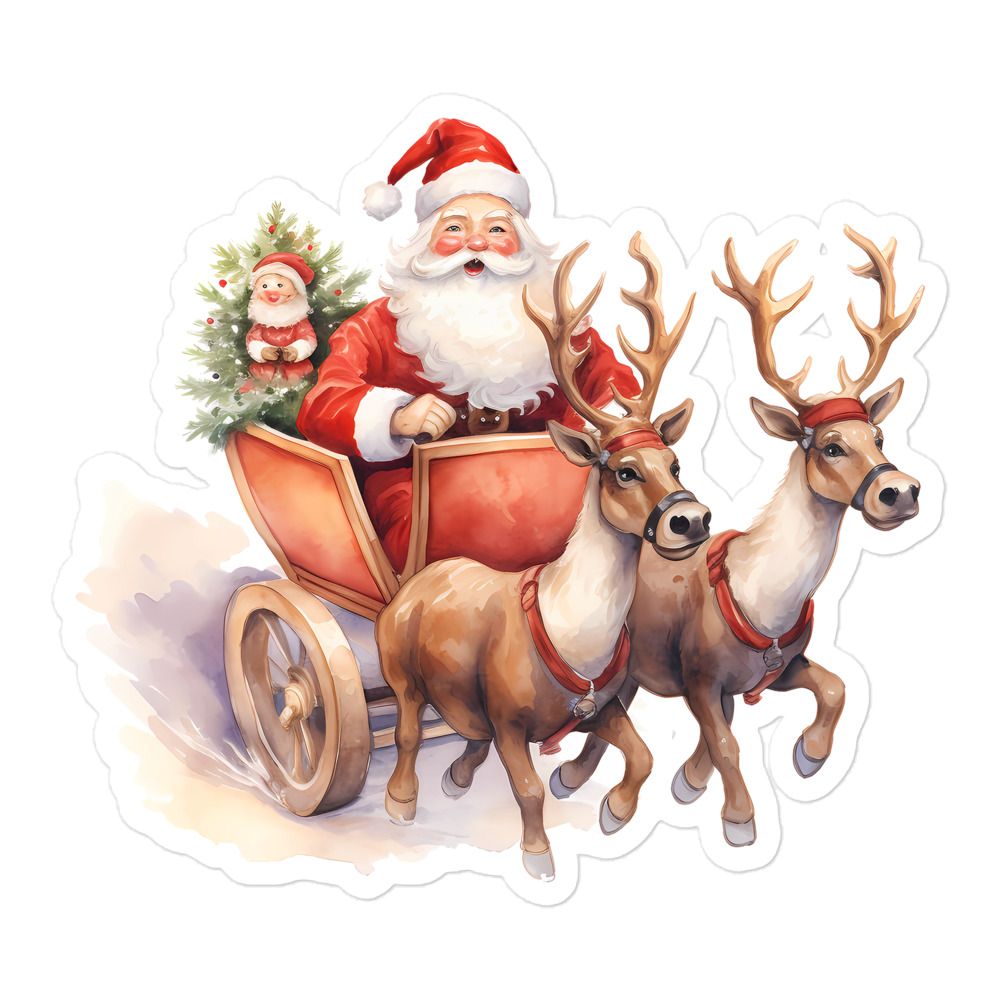Santa and his Reindeers (1) Sticker