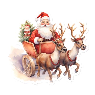 Santa and his Reindeers (1) Magnet