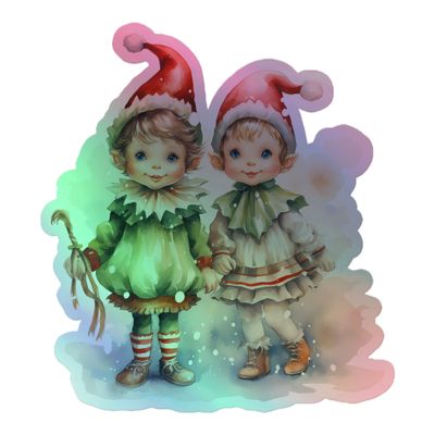 Christmas Elves (1) Holographic Sticker
