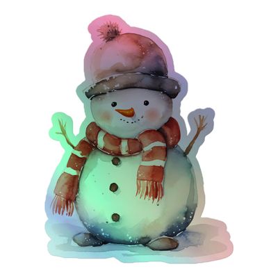 Christmas Snowman (2) Holographic Sticker