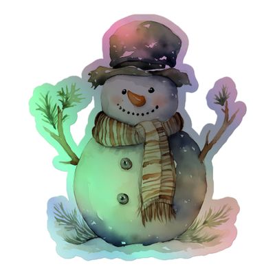 Christmas Snowman (3) Holographic Sticker
