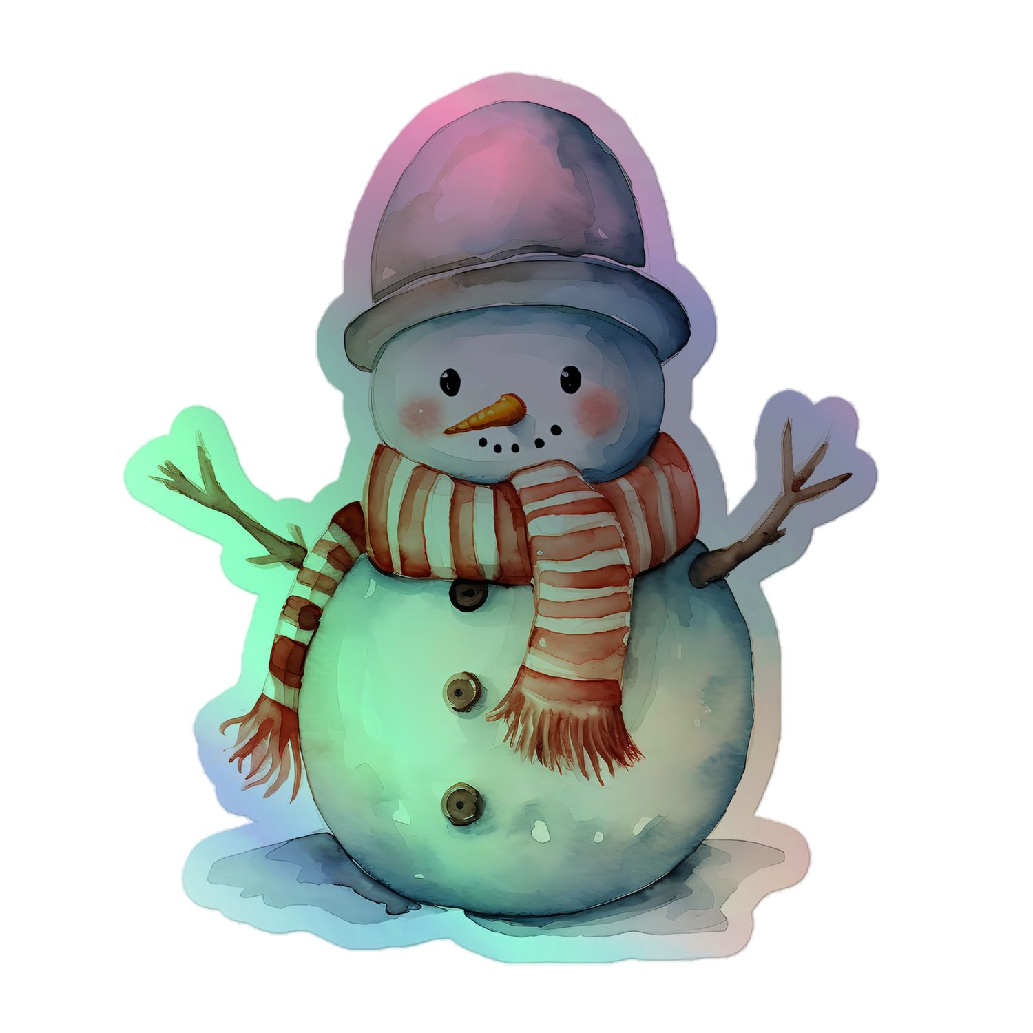 Christmas Snowman (4) Holographic Sticker