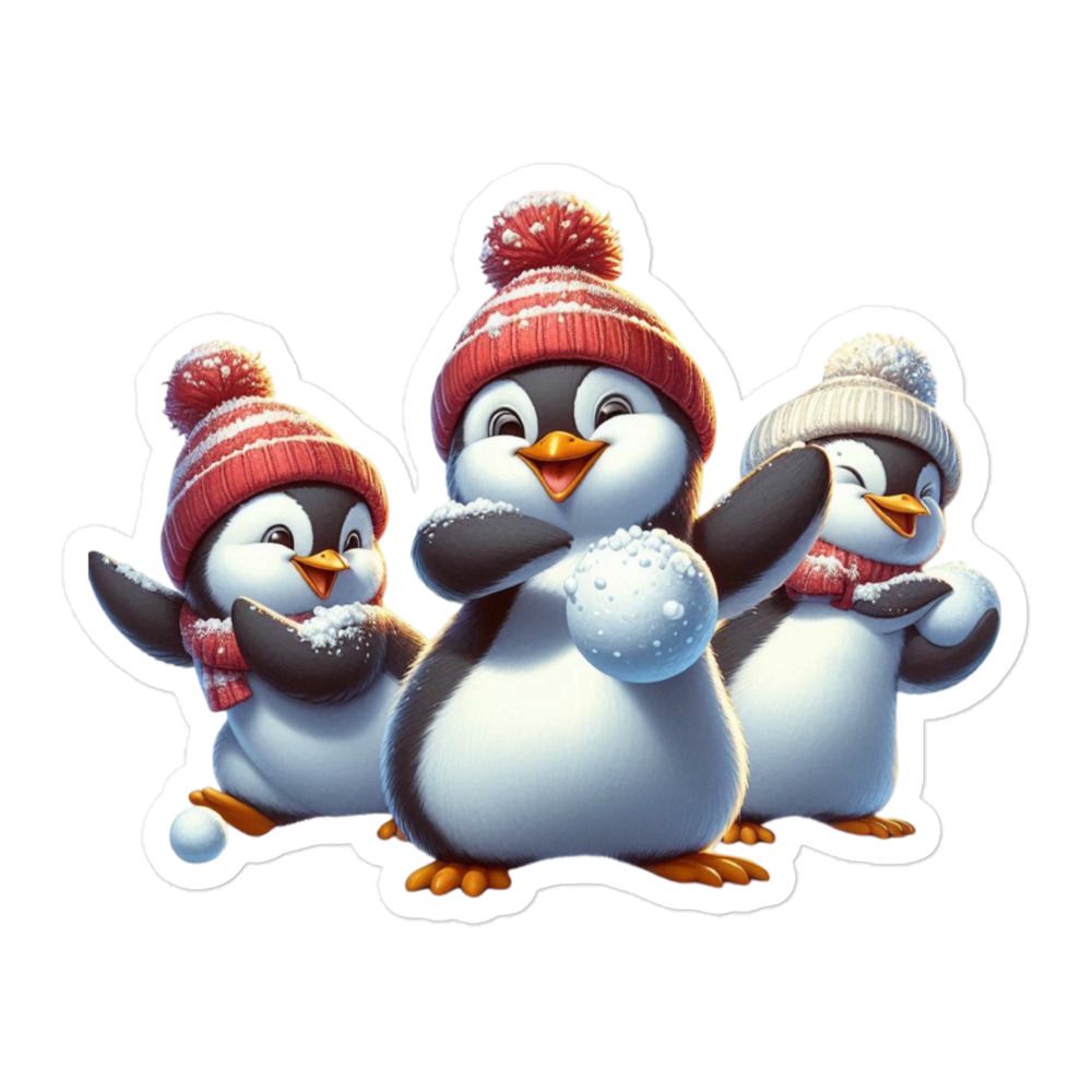 Funny Christmas Penguins Sticker