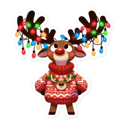 Funny Christmas Reindeer Sticker