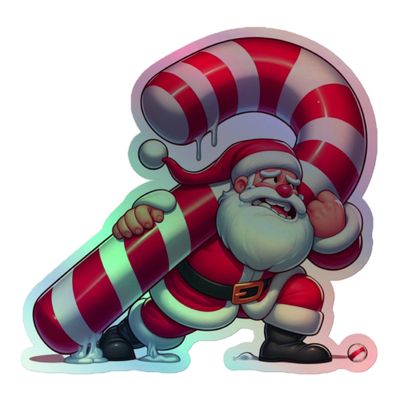 Funny Christmas Santa Holographic Sticker