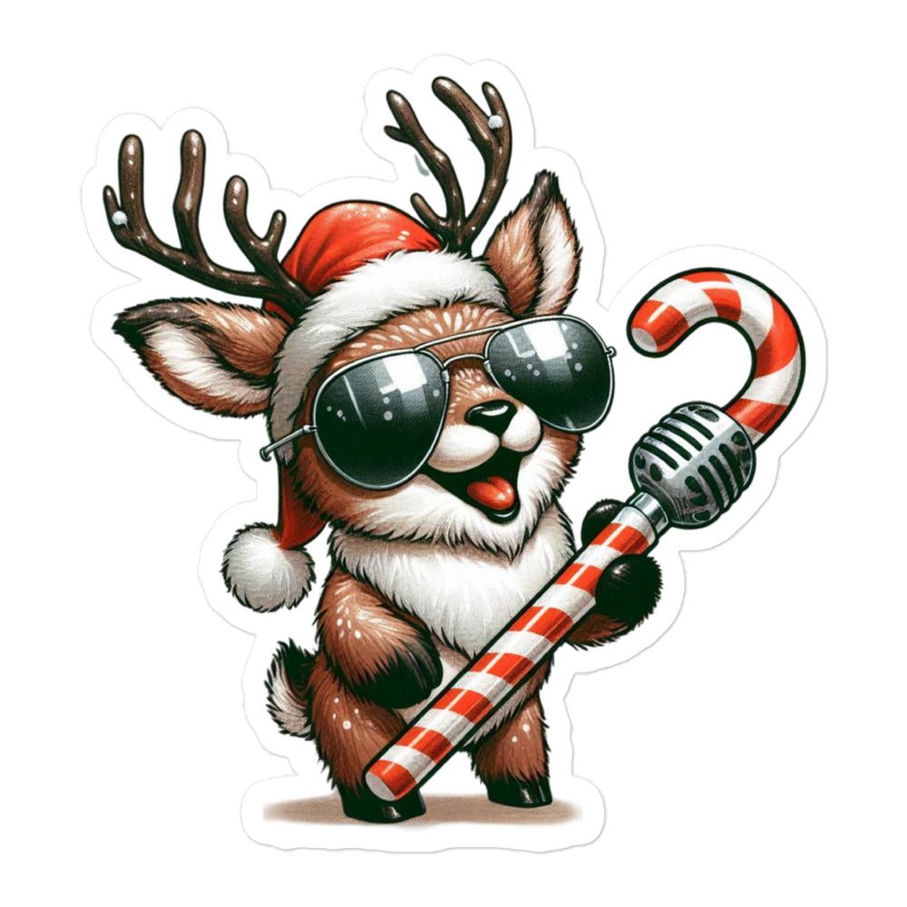 Funny Christmas Singing Reindeer Sticker
