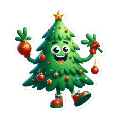 Funny Christmas Tree Sticker