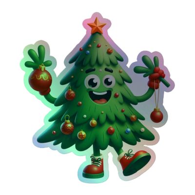 Funny Christmas Tree Holographic Sticker