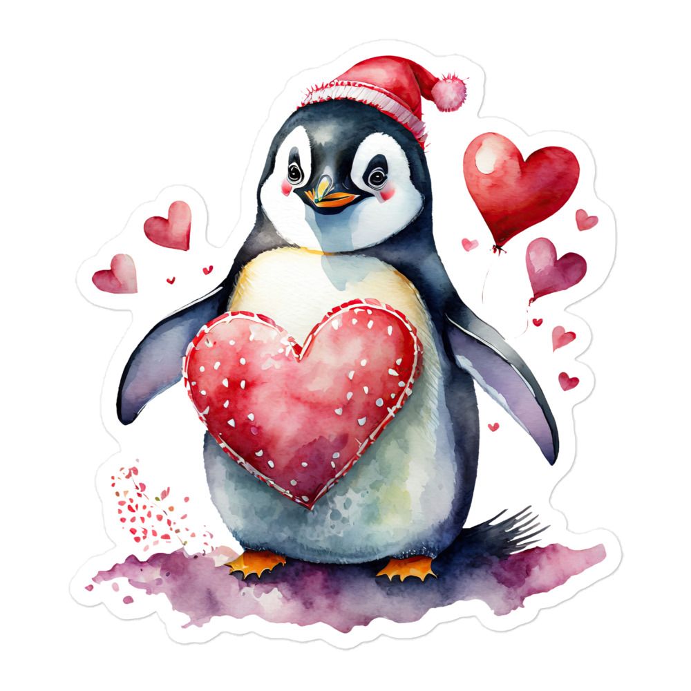 Valentine Love Penguin Sticker