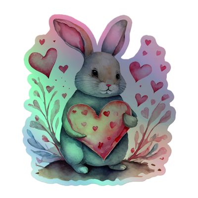 Valentine Rabbit Holographic Sticker