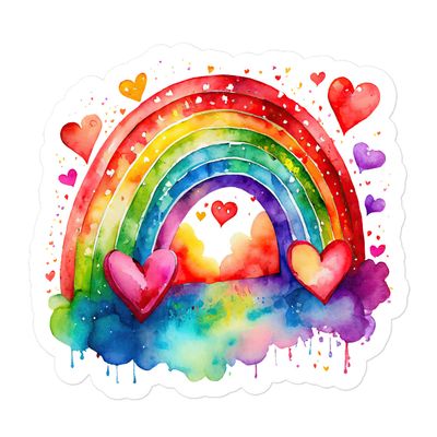 Valentine Love Rainbow Sticker