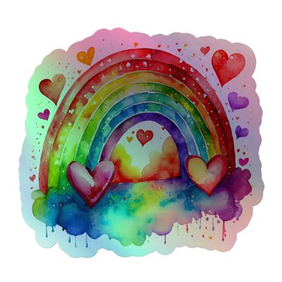 Valentine Love Rainbow Holographic Sticker