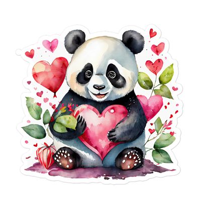 Cute Valentine Panda Sticker