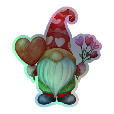 Valentine Gnome Holographic Sticker