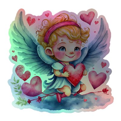 Valentine Angel Holographic Sticker