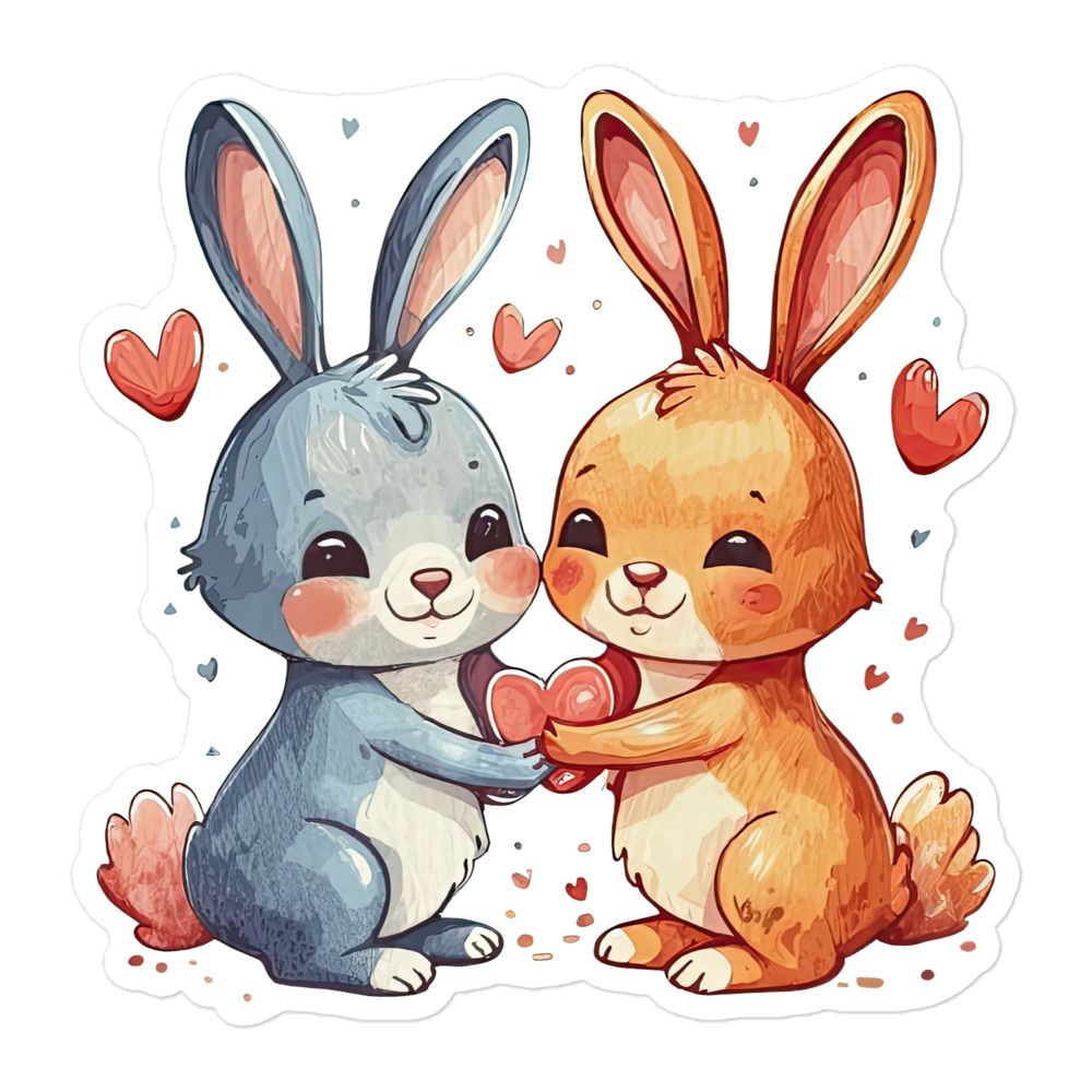 Valentine Love Rabbits Sticker