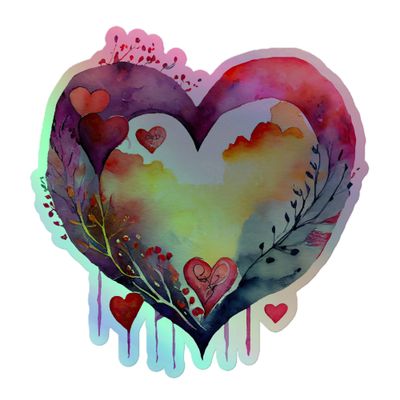 Valentine Love Heart Holographic Sticker