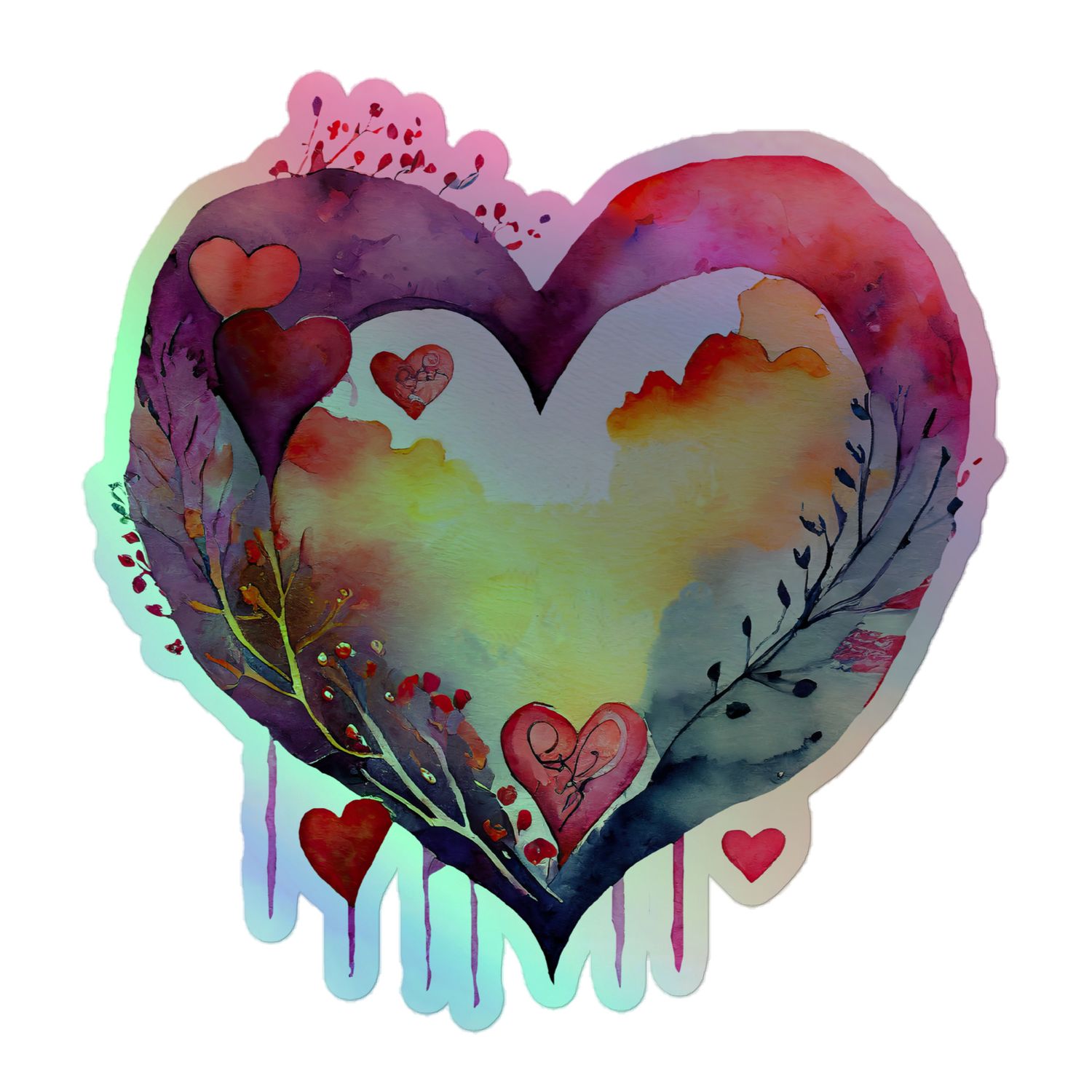 Valentine Love Heart Holographic Sticker