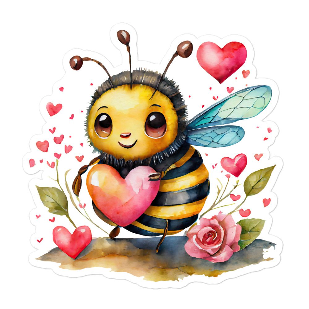 St. Valentines Love Bubble Bee Sticker