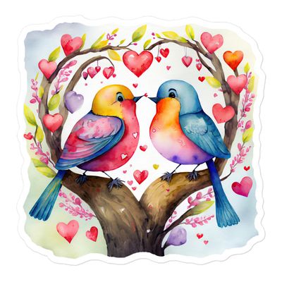 Valentine Love Birds Sticker