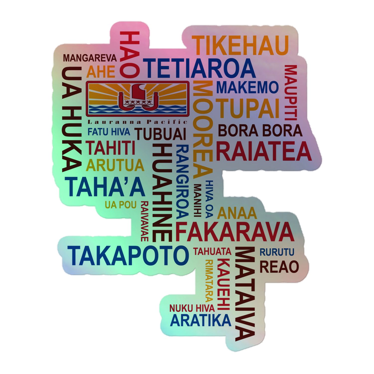 Islands of French Polynesia Holographic Sticker