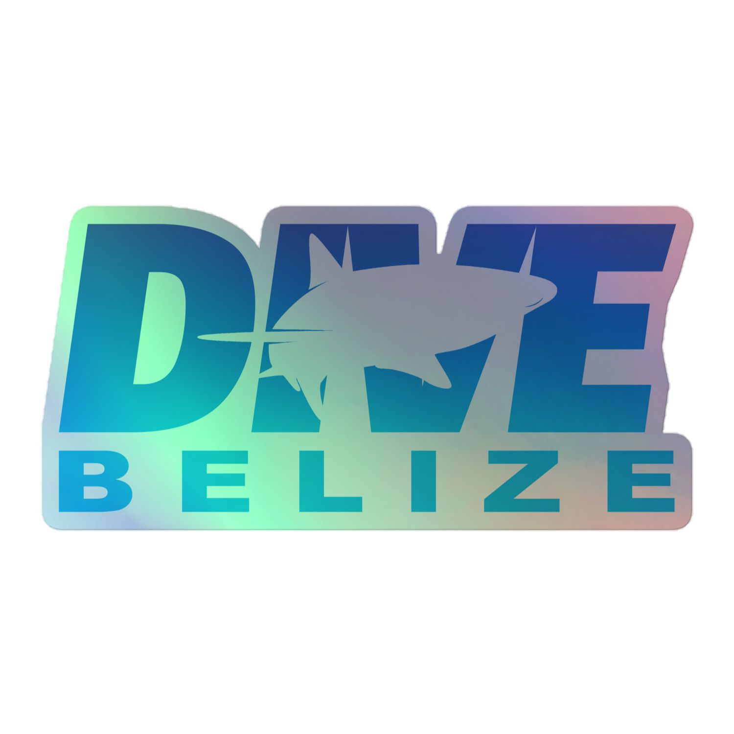 Dive Belize with Shark Holographic Sticker