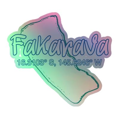 Fakarava Atoll Coordinates Holographic Sticker