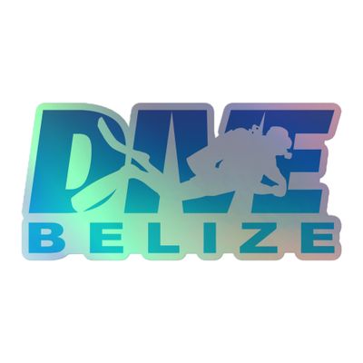 Dive Belize with Scuba Diver, Scuba Diving Holographic Sticker