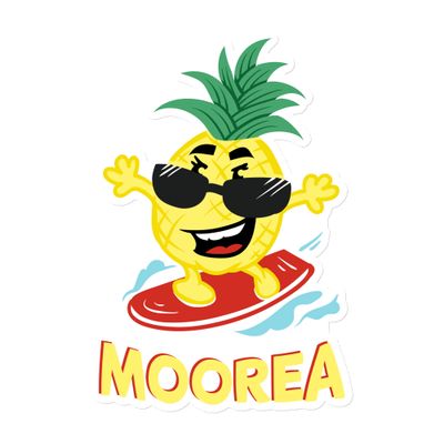 Moorea Pineapple Surfer Magnet, Funny Surfing Pineapple