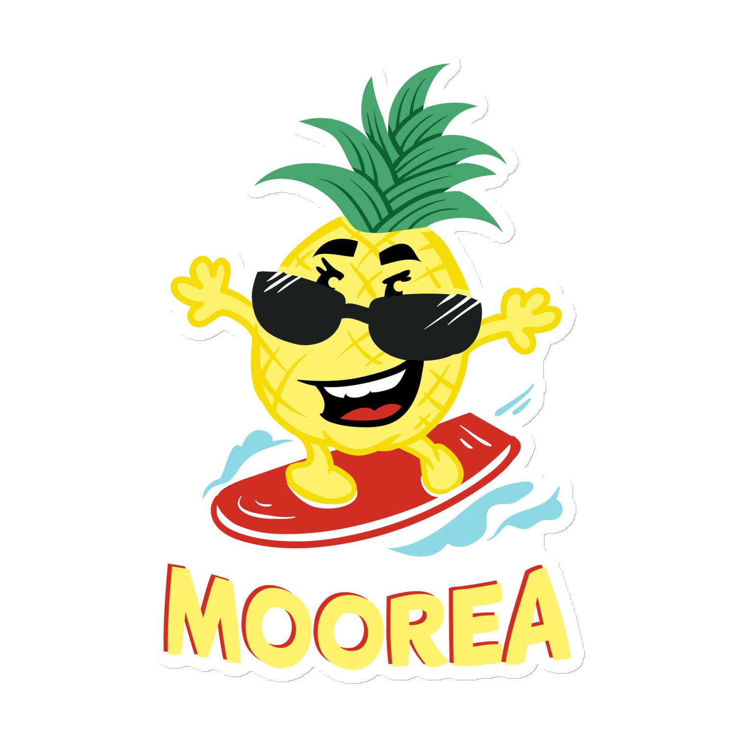 Moorea Pineapple Surfer Magnet, Funny Surfing Pineapple