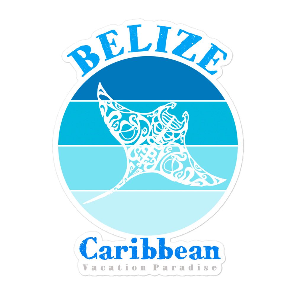 Belize Manta Ray Blue Design Sticker