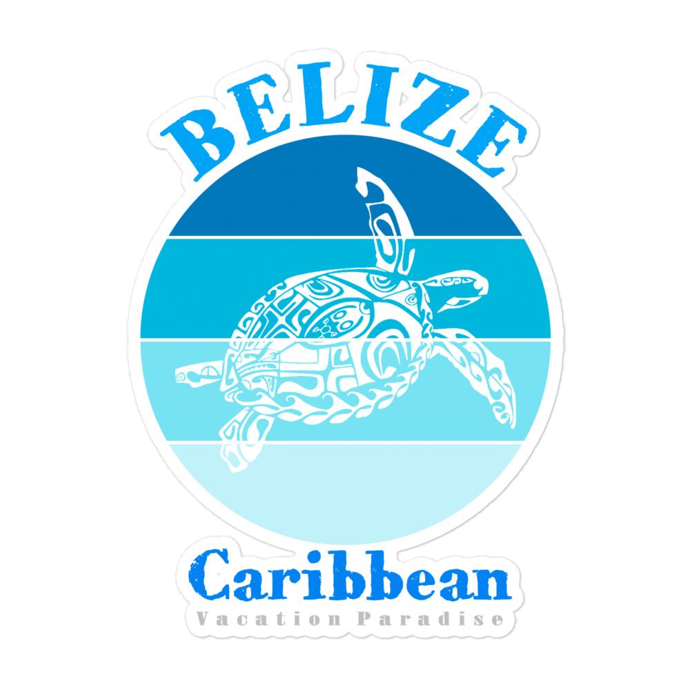 Belize Sea Turtle Blue Design Sticker