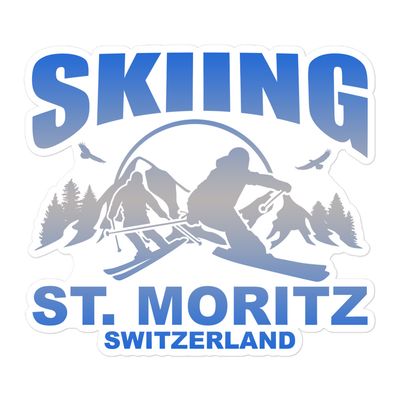 Skiing St. Moritz Switzerland Sticker