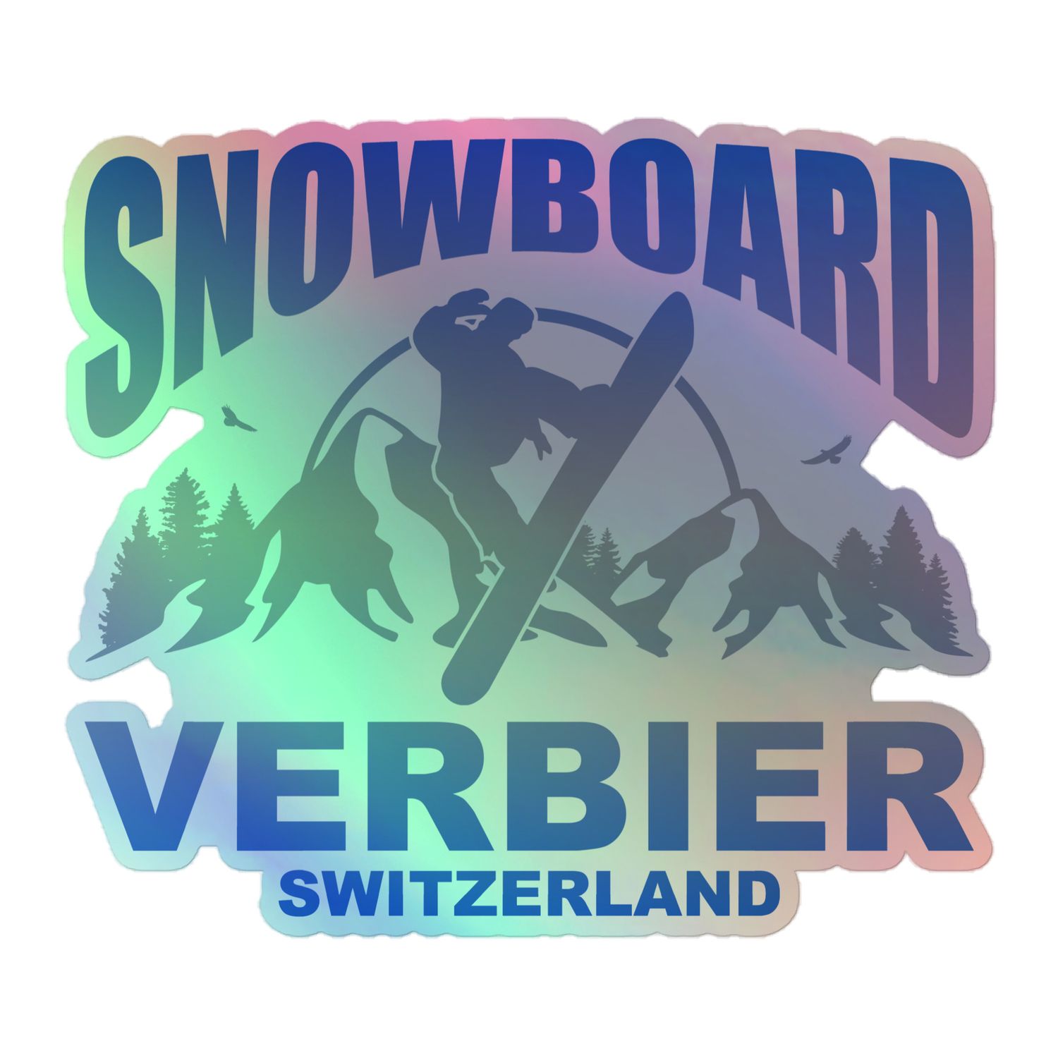 Snowboard Rider Verbier Switzerland Holographic Sticker