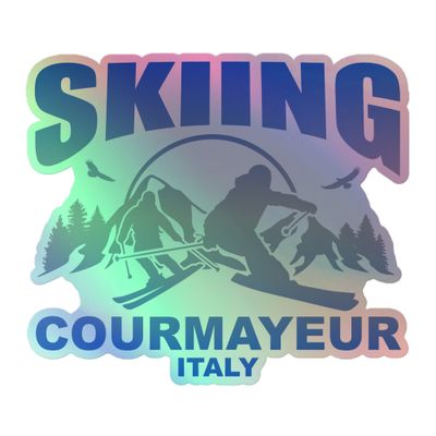 Skiing Courmayeur Italy Holographic Sticker