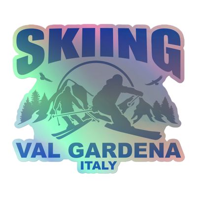 Skiing Val Gardena Italy Holographic Sticker