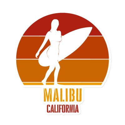 Surfing Malibu California, Californian Surfer Girl Red Design Magnet