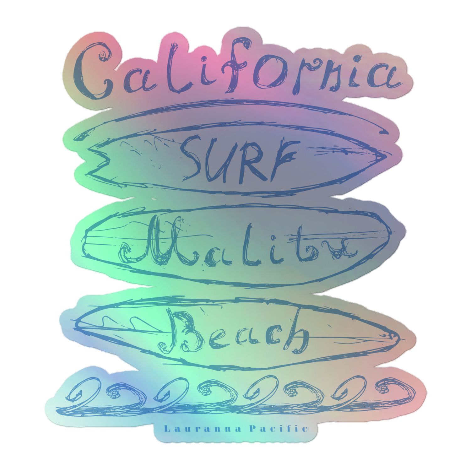 California Surf Malibu Holographic Sticker