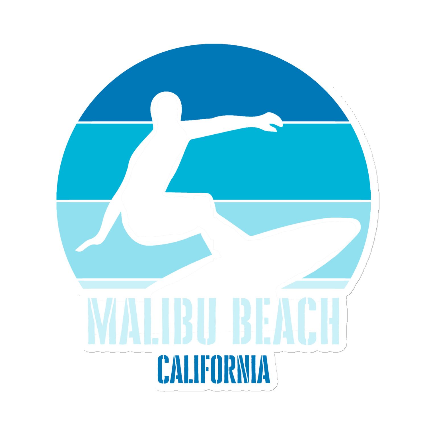 Surfing Malibu Beach California, Californian Surfer Blue Design Magnet