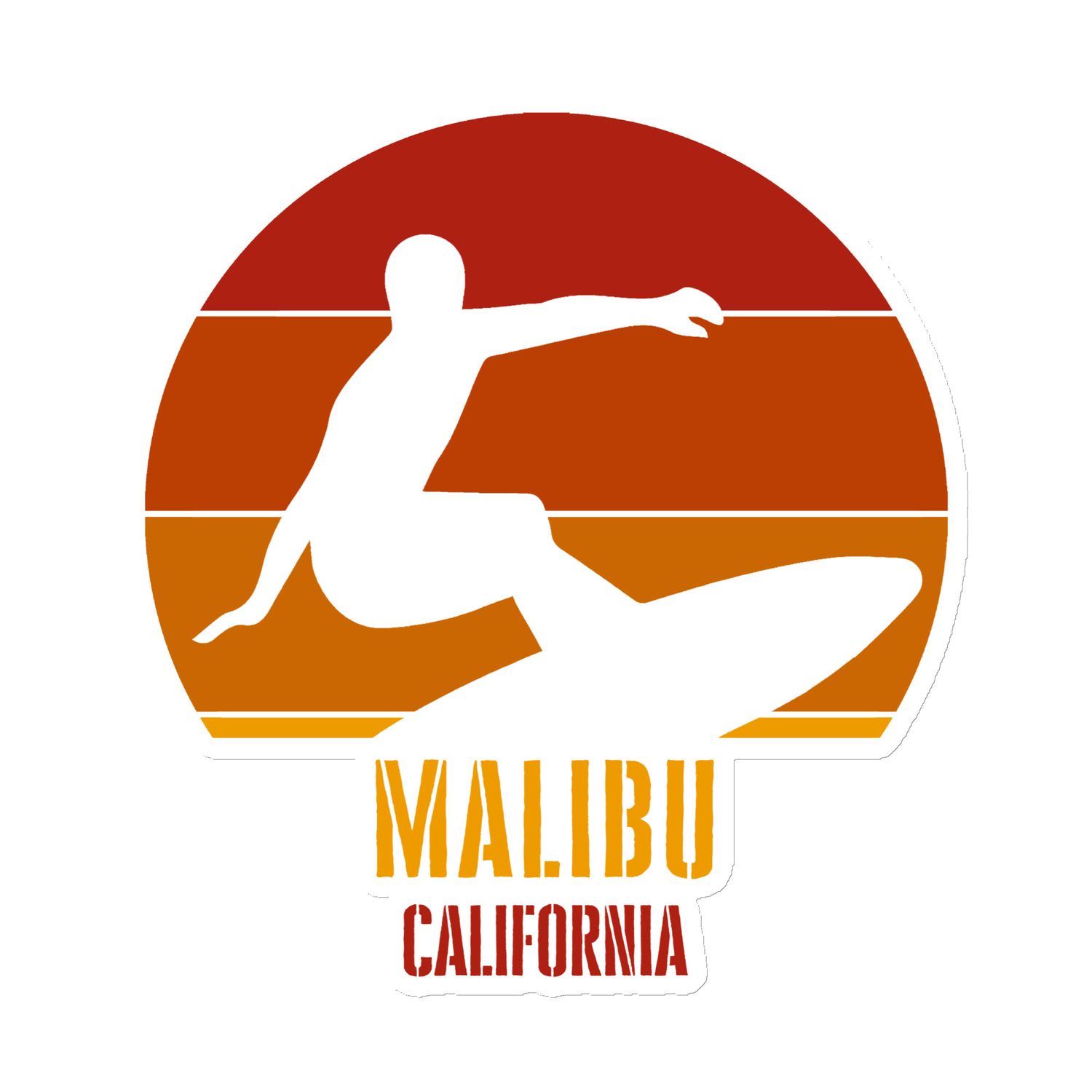 Surfing Malibu California, Californian Surfer Red Design Magnet